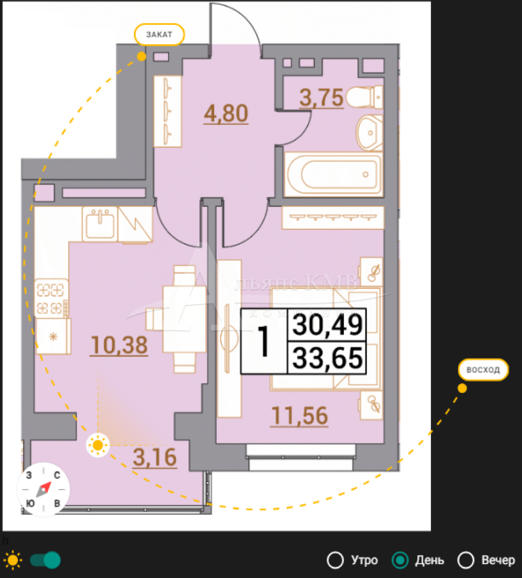 Ставропольский край, Минеральные Воды, Советская ул.; Квартира 33,65м² 5/5 эт.