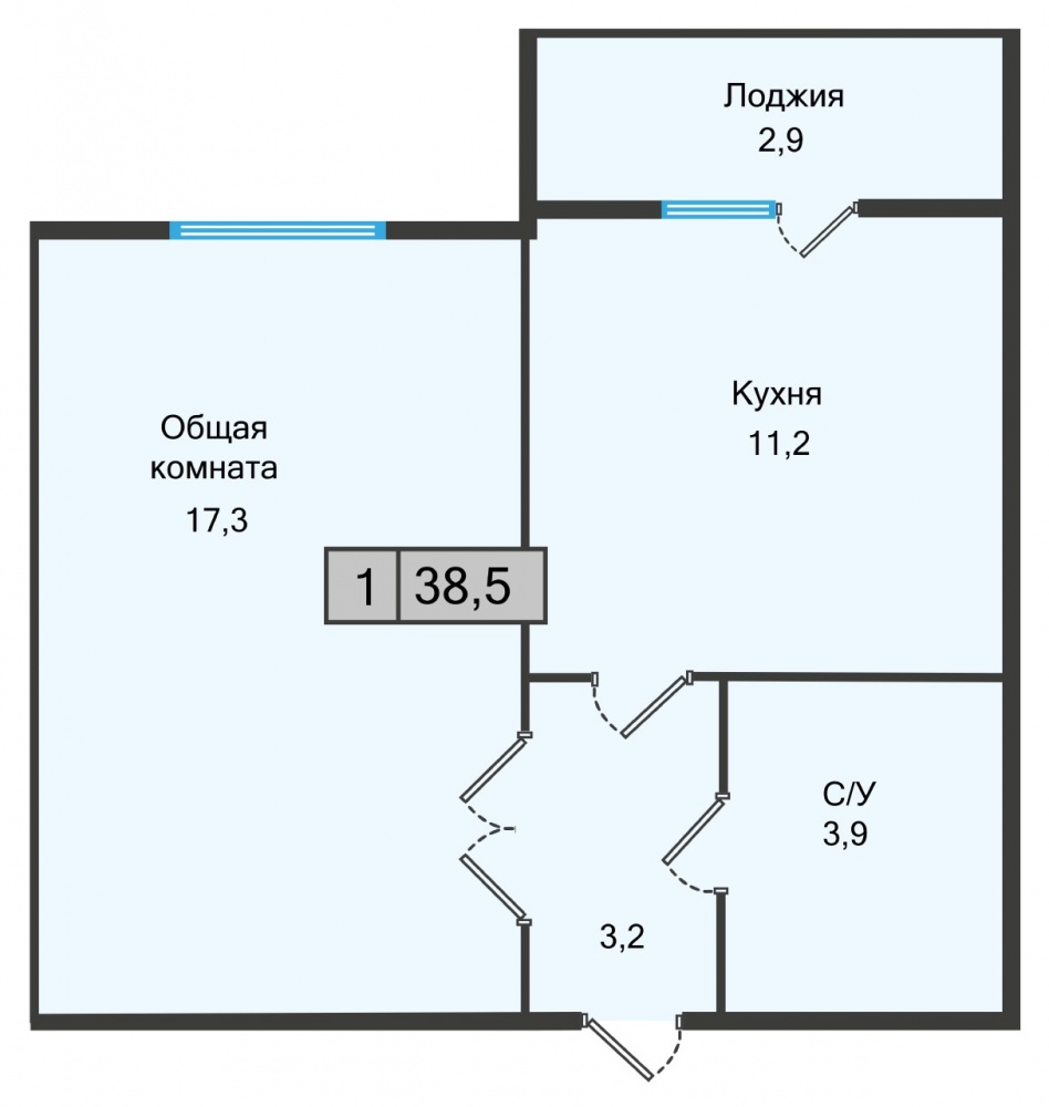 Однокомнатная квартира ЖК Кислород в Железноводске